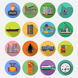 Oil industry Flat Icons Set