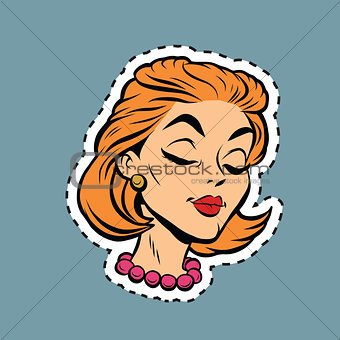Beautiful modest retro girl head sticker label