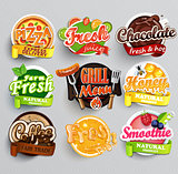 Set of food stickers.