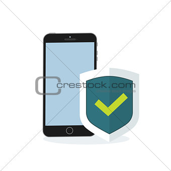 Phone and shield with a confirmed status of protection