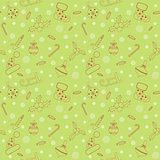 Christmas seamless pattern with balls, snowflakes, holly berry.