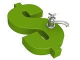 Green dollar sign with water faucet