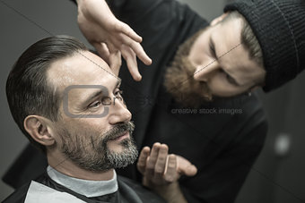 Preparing for trimming in barbershop