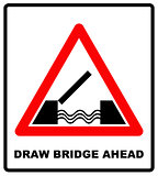 Lifting bridge warning sign icon in flat style on a white background
