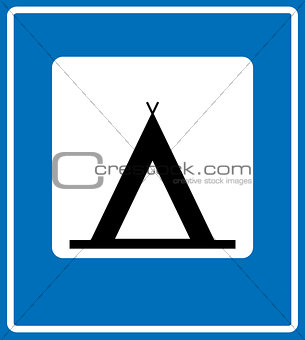 Vector Road Blue Camping Sign.