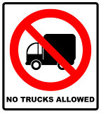 No Trucks Allowed sign isolated against a white background