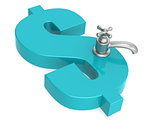 Blue dollar sign with water faucet