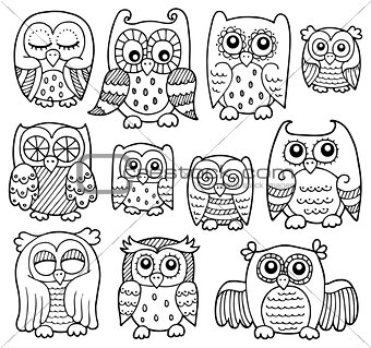 Owl drawings theme 1