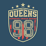 vintage queens typography t-shirt graphics