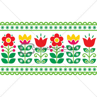Swedish floral retro pattern - long traditional folk art design