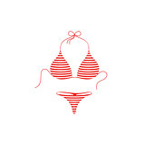 Striped bikini suit in red and white design