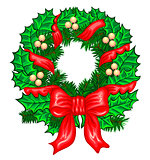Christmas Wreath with ribbons, balls and bow