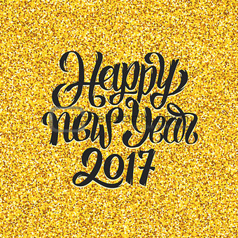Happy New Year 2017 greetings on gold background