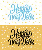 Happy New Year hand-lettering text. Handmade vector calligraphy collection