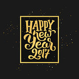 Happy New Year 2017 greetings on gold background