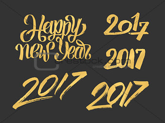 New Year 2017 hand drawn calligraphy numbers set
