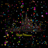 Night winter Moscow, Red Square, sketch for your design