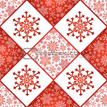 Checkered seamless pattern with snowflakes