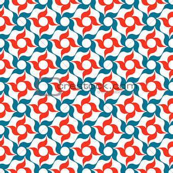 Red and Blue Arabesque Trellis Pattern