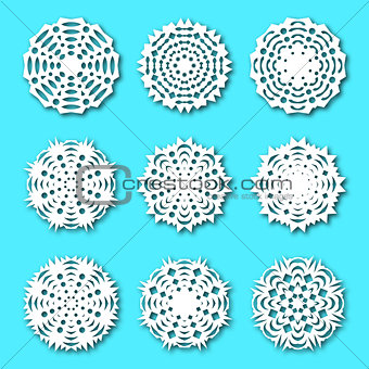 Set paper snowflakes, vector illustration.