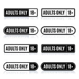 Set of stamps for adults only, vector illustration.