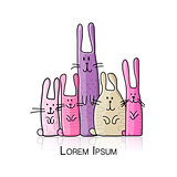Funny rabbits family for your design