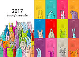 Funny rabbits. Design calendar 2017