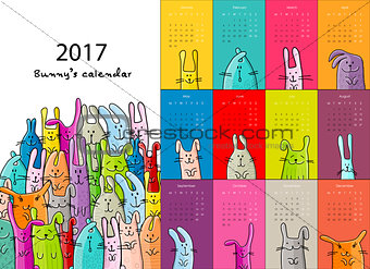 Funny rabbits. Design calendar 2017