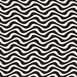 Hand Drawn Wavy Horizontal Lines. Vector Seamless Black and White Pattern.