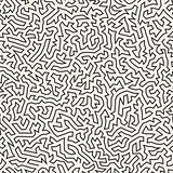 Irregular Maze Thin Lines. Vector Seamless Black and White Pattern.