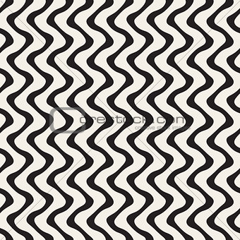 Wavy Lines Pattern. Vector Seamless Black and White .