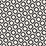 Vector Seamless Black and White Hand Drawn Rounded Rhombus Shapes Pattern