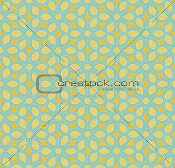 Vector Seamless Yellow and Teal Hexagonal Geometric Simple Floral Petal Pattern
