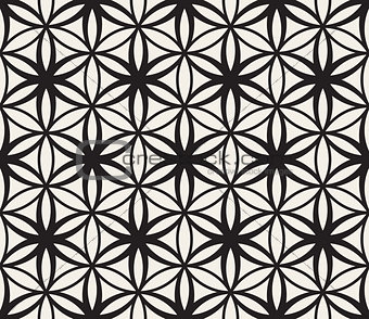 Vector Seamless Black and White Flower of Life Sacred Geometry Circle Pattern