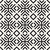 Vector Seamless Black and White Geometric Ethnic Line Ornament Pattern