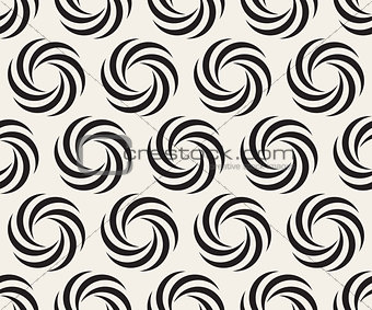Vector Seamless Black and White Spiral Geometry Circle Optical Illusion Pattern