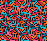 Vector Seamless Pink Blue Orange Rounded Triangle Lines Color Pattern