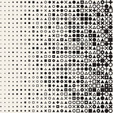 Vector Black and White Circle Square Cross Triangle Shapes Halftone Grid Pattern Geometric Background