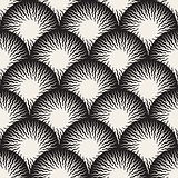 Vector Seamless Black and White Optical Art ZigZag Rays Round Circles Pattern