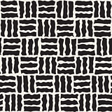 Vector Seamless Black and White Rough Hand Painted Pavement Grid Pattern