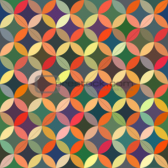 Vector Seamless Colorful Circle Star Quilt Tiling Pattern