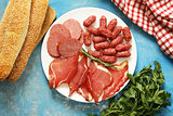 Assorted deli meats -  sausage, salami, parma, prosciutto