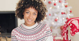 Attractive young woman in Christmas winter fashion