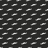 Seamless vector pattern or tile background with white gentleman mustaches on black background