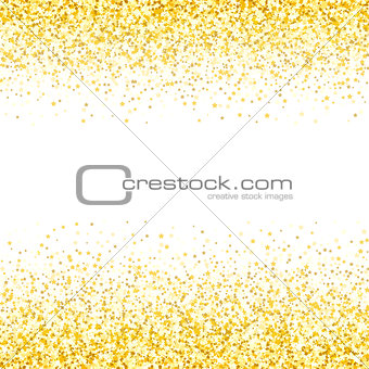 Gold glitter texture. Golden shiny sparkles on white background.