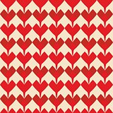 Tile vector pattern with red hearts on pastel background