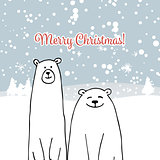 Christmas card with white bears