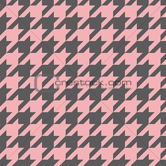 Houndstooth vector seamless pastel pink and grey pattern or background