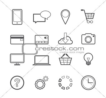 Web Shopping Online Vector Line Icons