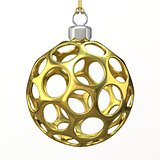 Gold Christmas ball. 3D